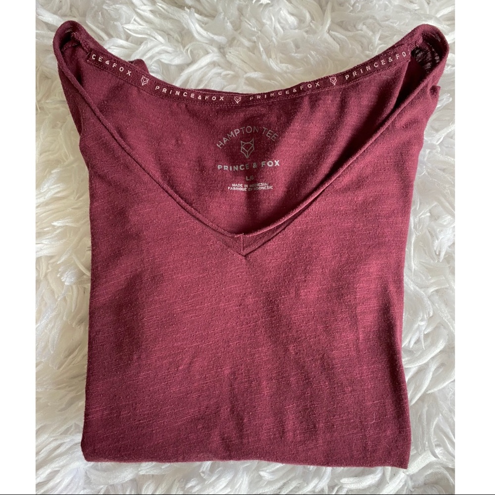 Maroon V-Neck Tee - Picture 3 of 3